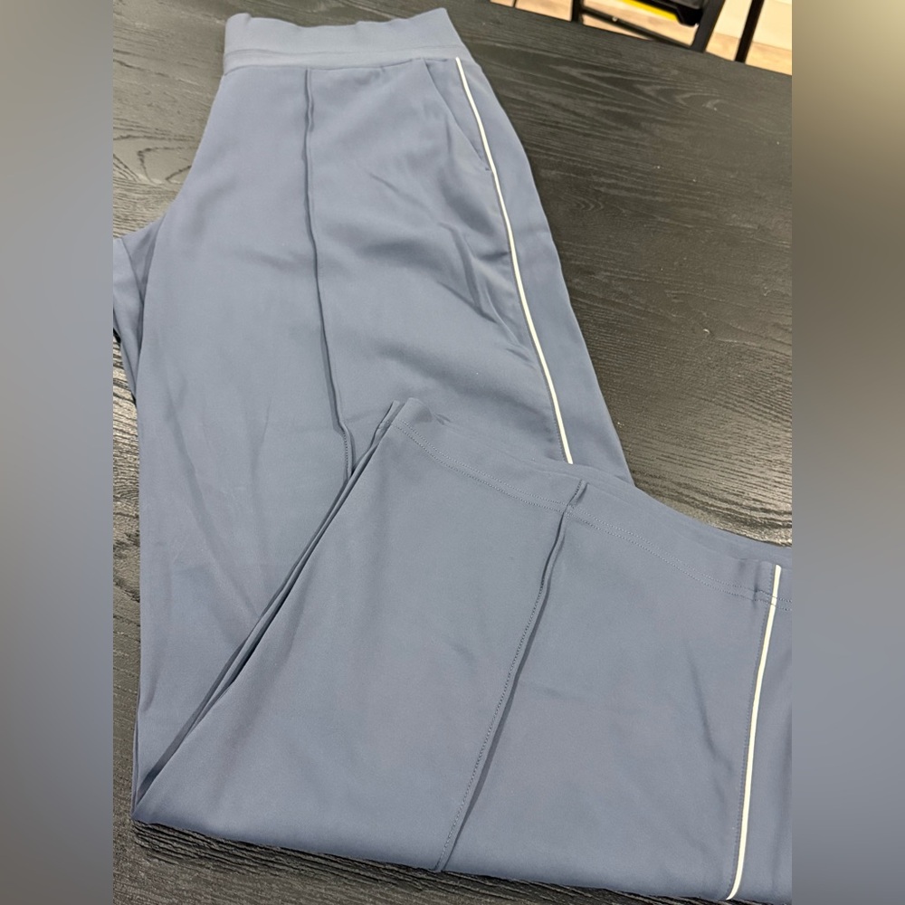 Athleta Shadow Blue/White Stripe Venice Wide Leg Pant